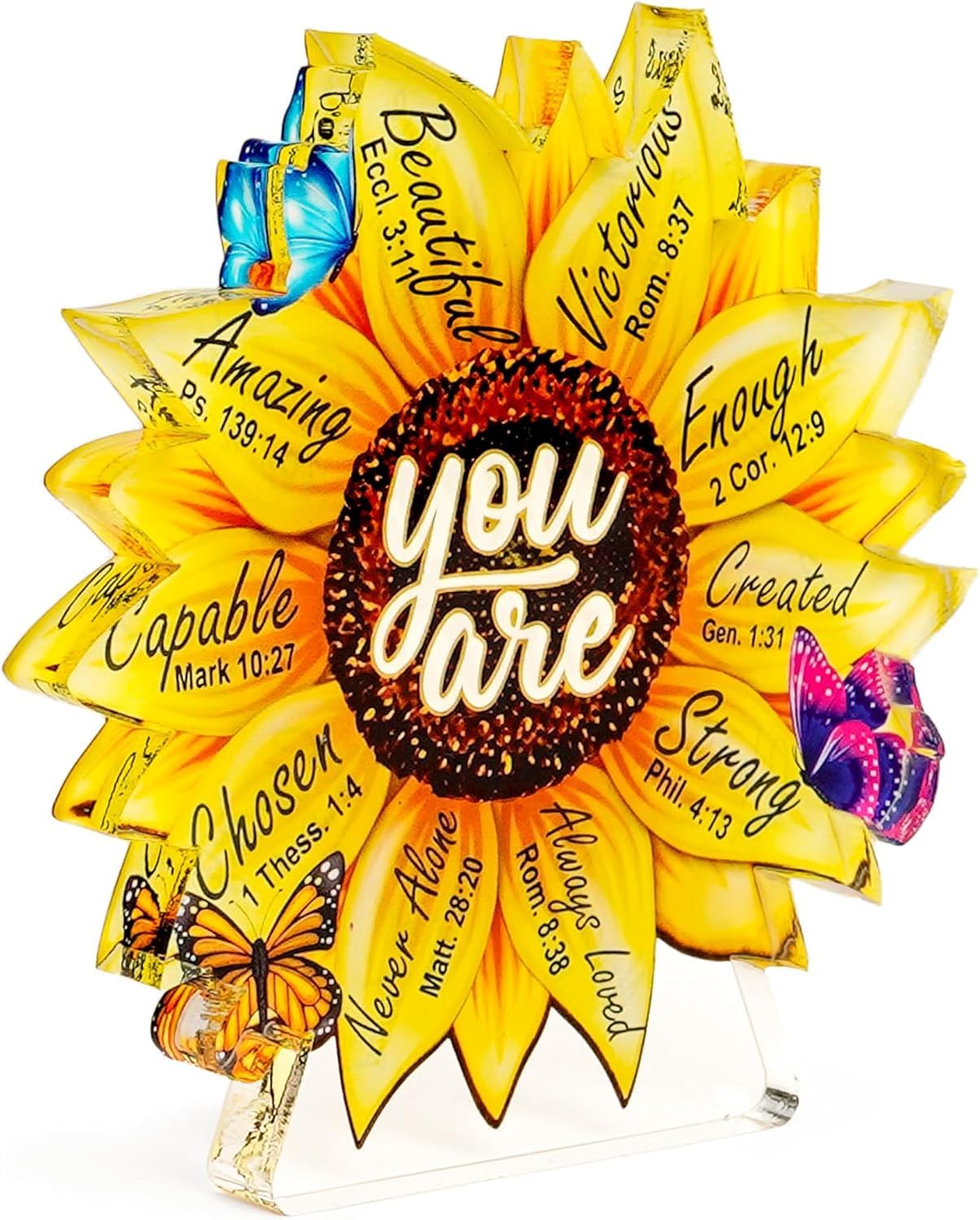 Christian Gifts for Women Acrylic Decor, Religious Gift for Women, Birthday Gifts, Bible Verse Sunflower Decor, Inspirational Scripture Gift for Her Mom Daughter Sister Aunt Teacher Best Friend