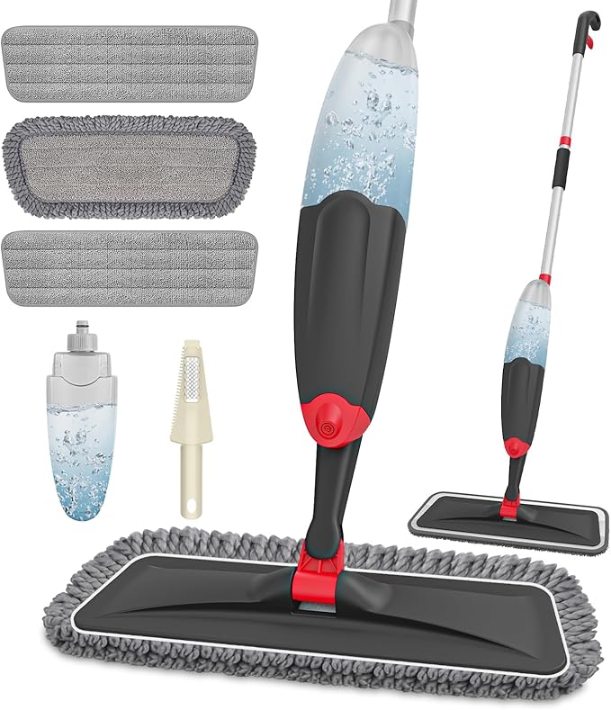 HOMTOYOU Microfiber Hardwood Floor Mop: Dust Spray Mops