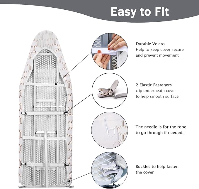 SheeChung 14"x42" Over The Door Ironing Board Cover and Pad, Thick Iron Covers