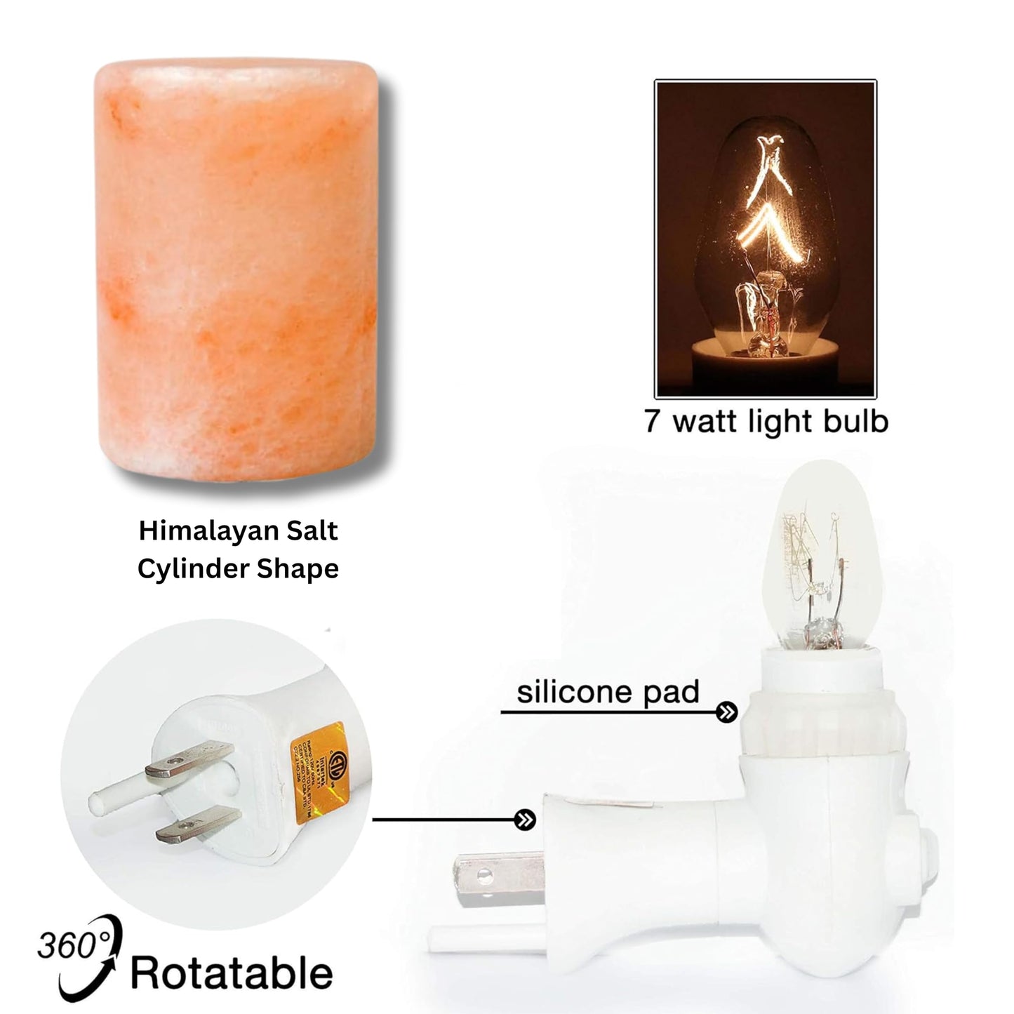 Spantik Himalayan Rock Salt Night Light Cylinder Shape 2Pack