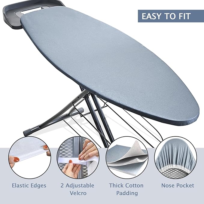 SheeChung Ironing Board Cover and Pad 18"x49", Extra Thick Padding and Cotton