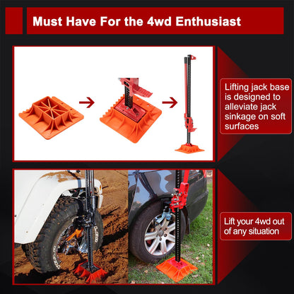 BUNKER INDUST Farm Jack 48" with Jack Base Mate,High Lift Tire Jack Stand Plate Offroad Sand Mud Snow Recovery Kit for Car Truck Jeep ATV SUV UTV