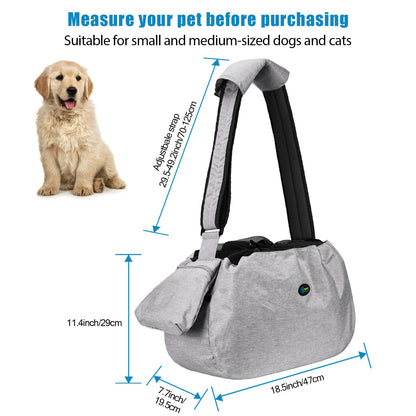 Ownpets Pet Sling Carrier, Fits 6.5 to 9kg Medium Dog/Cat Sling Carrier Reversible and Hands-Free Dog Bag with Adjustable Strap and Pocket Shoulder Pad for Outdoor Travel Hiking