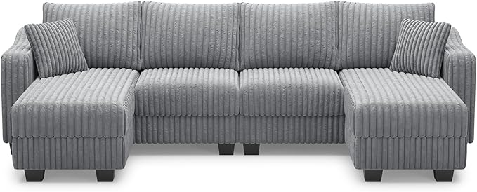Belffin U Shaped Couch with Reversible Chaises Sectional Couches