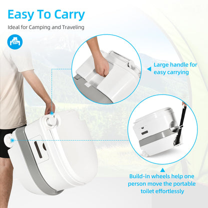 YITAHOME 6.34 Gallon Portable Toilet for Camping, RV Travel Porta Potty Leak-Proof with Press Flush Pump, Paper and Detergent Collection, Rotating Spout for Adults, Boating, Hiking, Trips
