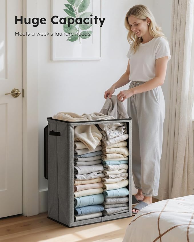 SOLEDI Laundry Hamper with Lid 130L Large & Tall Collapsible Laundry Basket