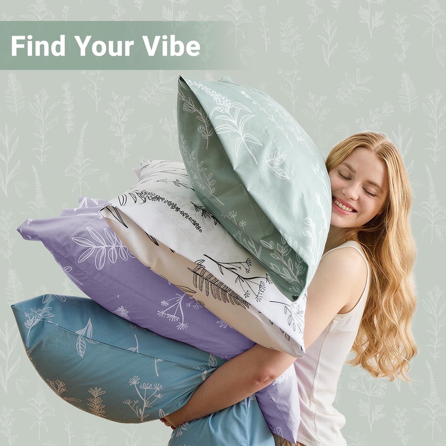 MUXHOMO Duvet Cover King Size, Reversible Floral Green Duvet Cover Set with Zipper Closure, 3 Pieces Botanical Patterns Soft Microfiber Bedding Set (90"x104", 2 Pillow Cases 20"×36")