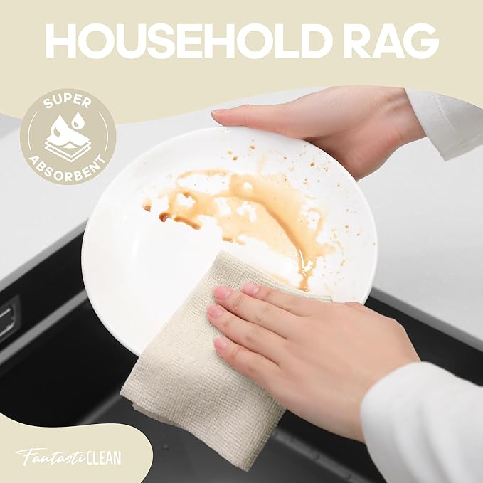 Fantasticlean Microfiber Cleaning Cloth Roll 2 Rolls 120 Pack, Tear Away