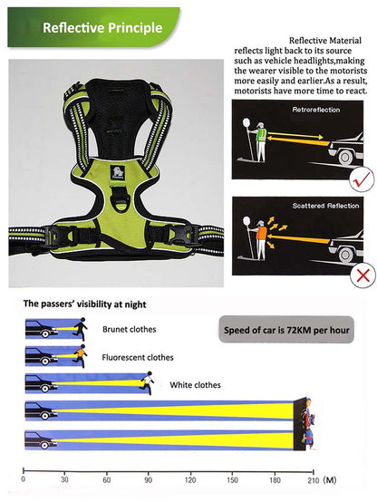TRUE LOVE Adjustable No-Pull Dog Harness Reflective Pup Vest Harnesses Comfortable Control Brilliant Colors Truelove TLH5651(Fushcia,L)