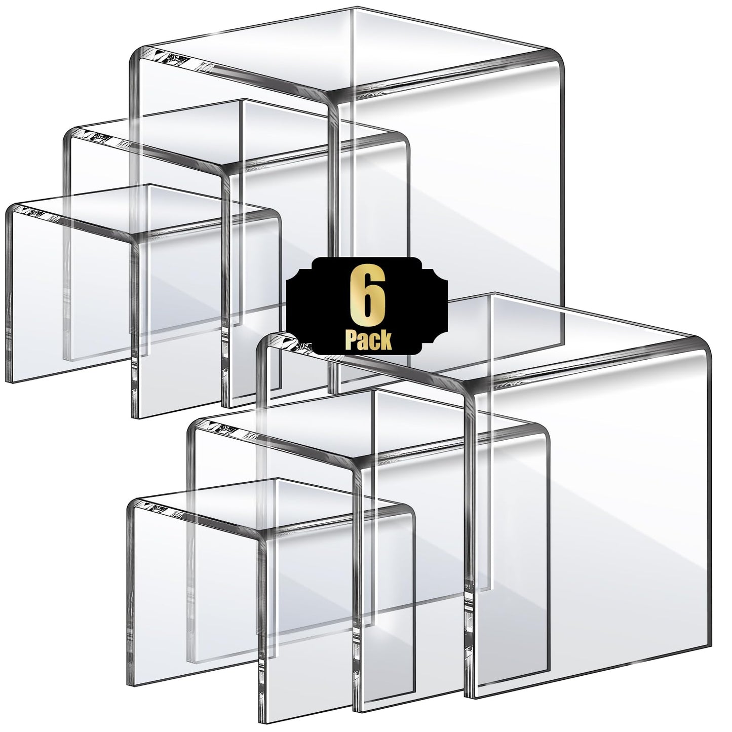 Aheroi Acrylic Risers, 6Pcs 2Set(3"*4"*5") Display Risers Display Stands, Small Square Risers Display Stands for Figures, Cupcake Tier Stand for Wedding Party, Food Statue Candy Acrylic Dessert Display Shelf