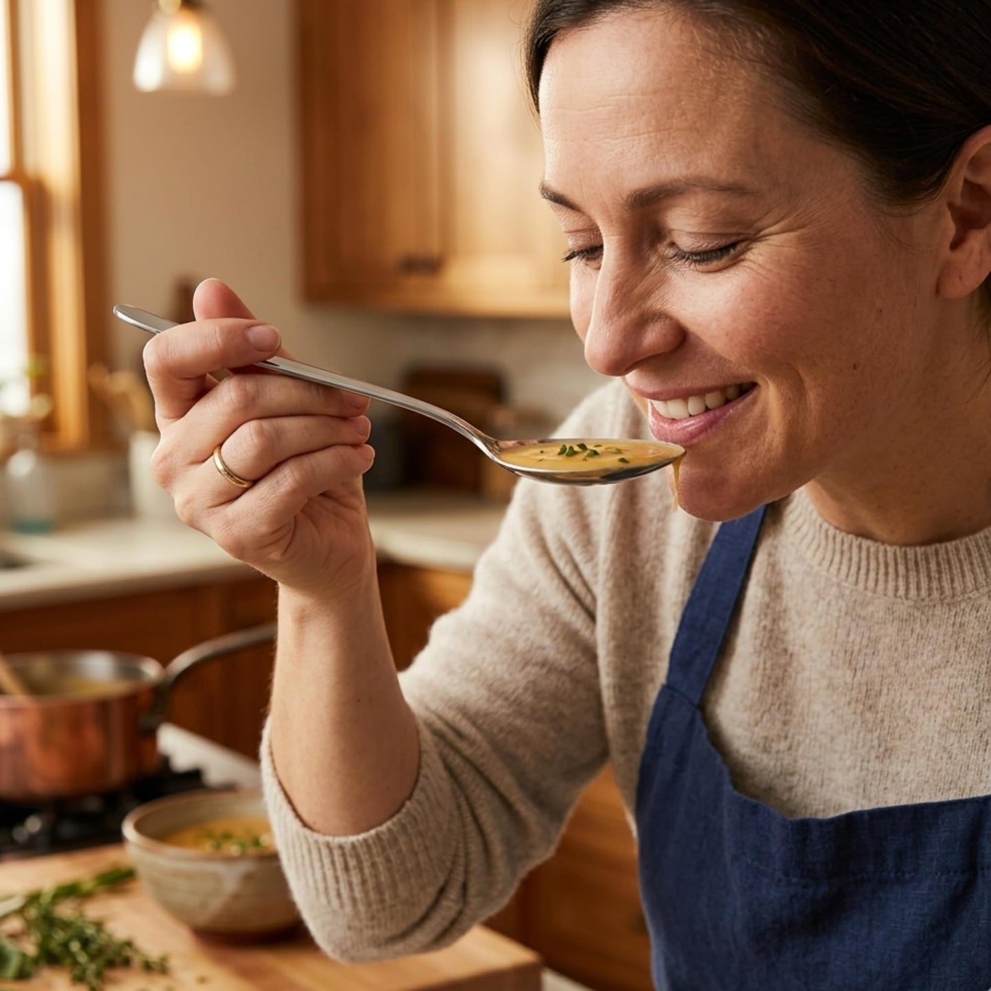 F&F Chef Kunz Spoon | Silver Stainless Steel 2 Tbsp Basting Spoon, 9 Inch Solid Sauce Spoons, Big Serving Spoons Stainless Steel, Plating & Quenelle & Cooking