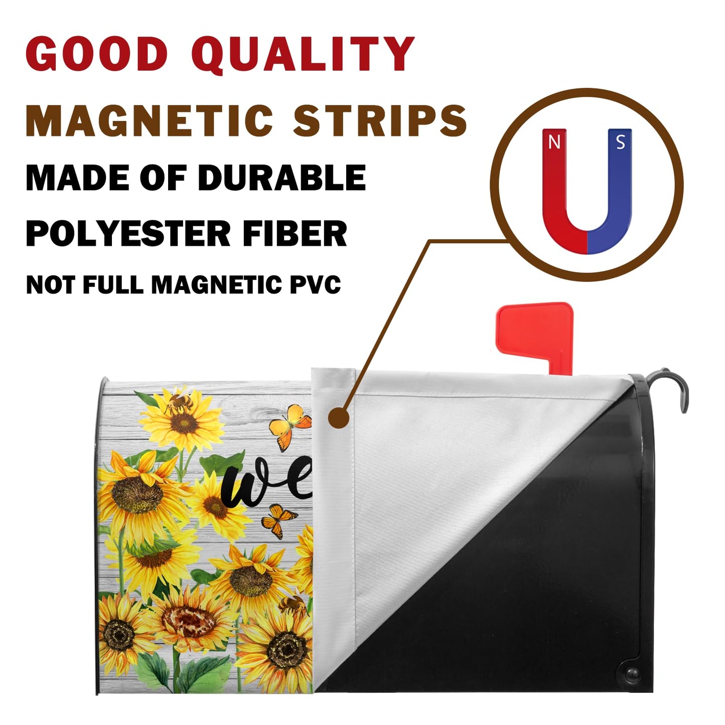 Summer Flowers Mailbox Covers Magnetic Sunflower Mailbox Cover Post Letter Box Cover for Garden 21x18 in Mailbox Wraps for Yard Home Decor