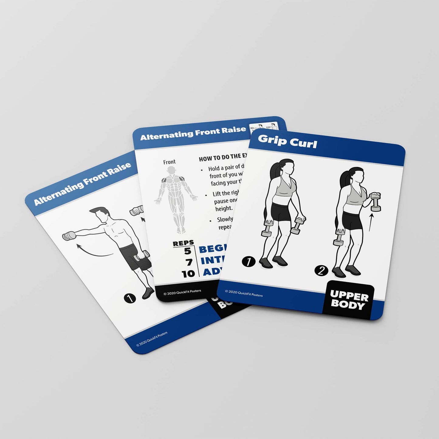 QUICKFIT Dumbbell Exercise Cards - Fitness Playing Cards with Over 50 Dumbbell Workouts - 2.5" x 3.5" (Standard Playing Card Size)