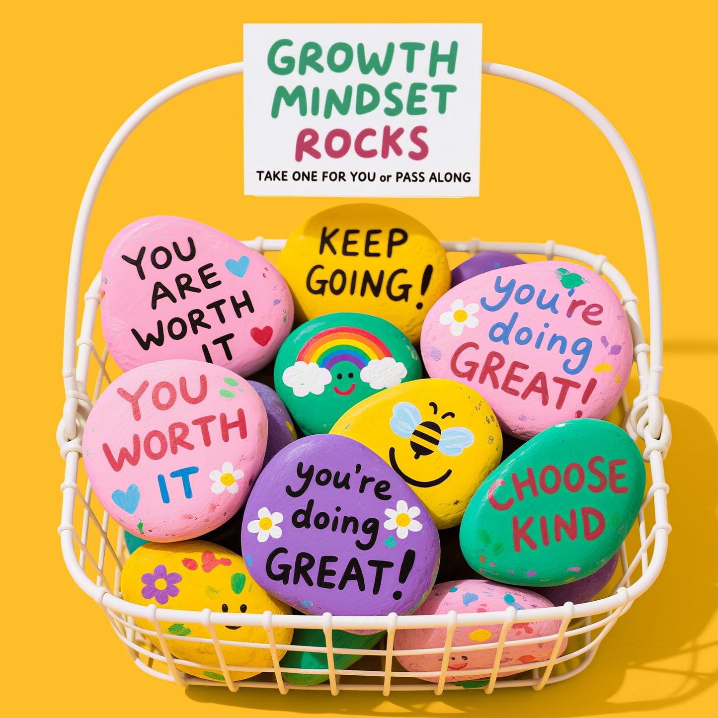 Simetufy Large Rocks for Painting 40 PCS 3.3-4.5Inch River Rocks for Painting, Rock Painting for Kids, Smooth and Flat Painting Rocks for DIY & Arts