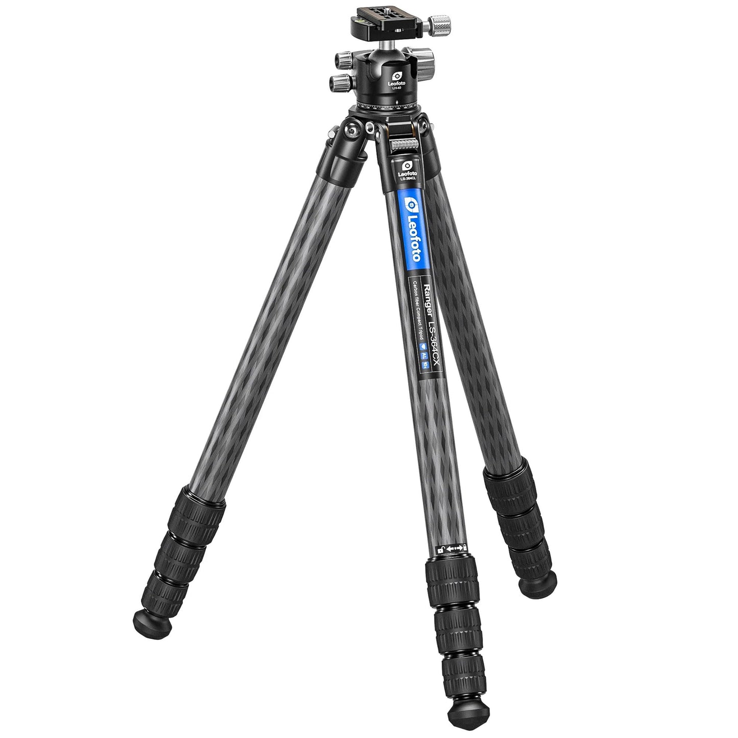 Leofoto Professional Camera Tripod, 61.7" Compact Carbon Fiber Tripod for DSLR Video Camcorder, 4 Leg Sections, 360° Ball Head, Max Load 25KG/55Lb (LS-364CX+LH-40)