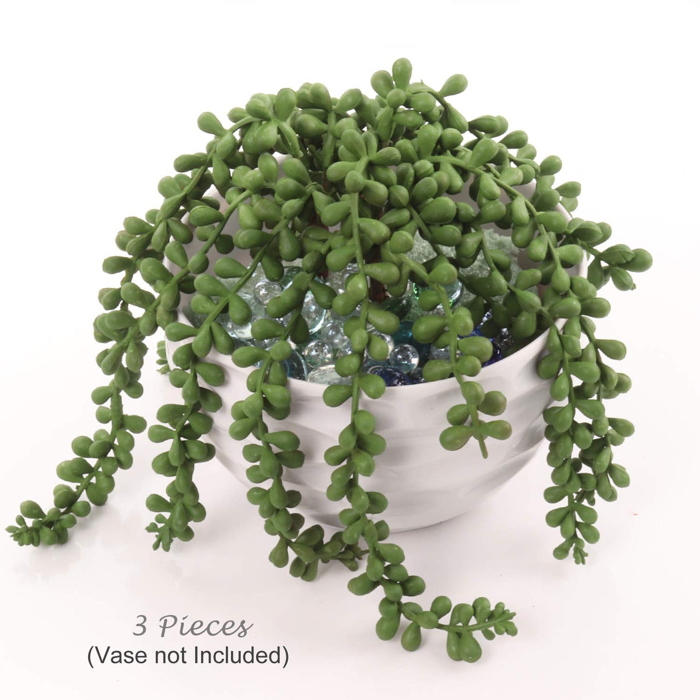 Larksilk 13-Inch Hanging Succulent Plant Strand with 3 Pearls - Lifelike Durable and Easy-to-Hang Decor for Indoor/Outdoor Spaces - Perfect for Home, Office, Events