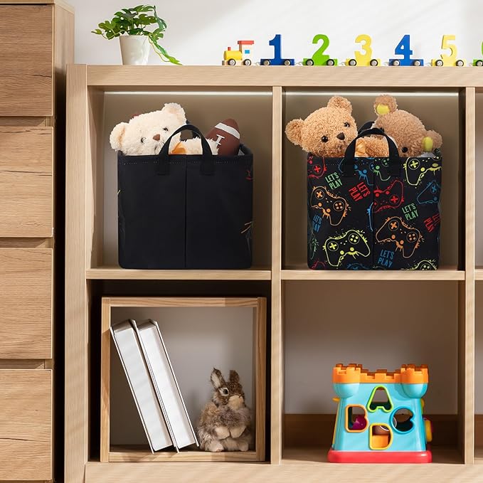 2 Pcs Rectangle Gamer Laundry Basket Hamper Foldable Kids Laundry Baskets Boys