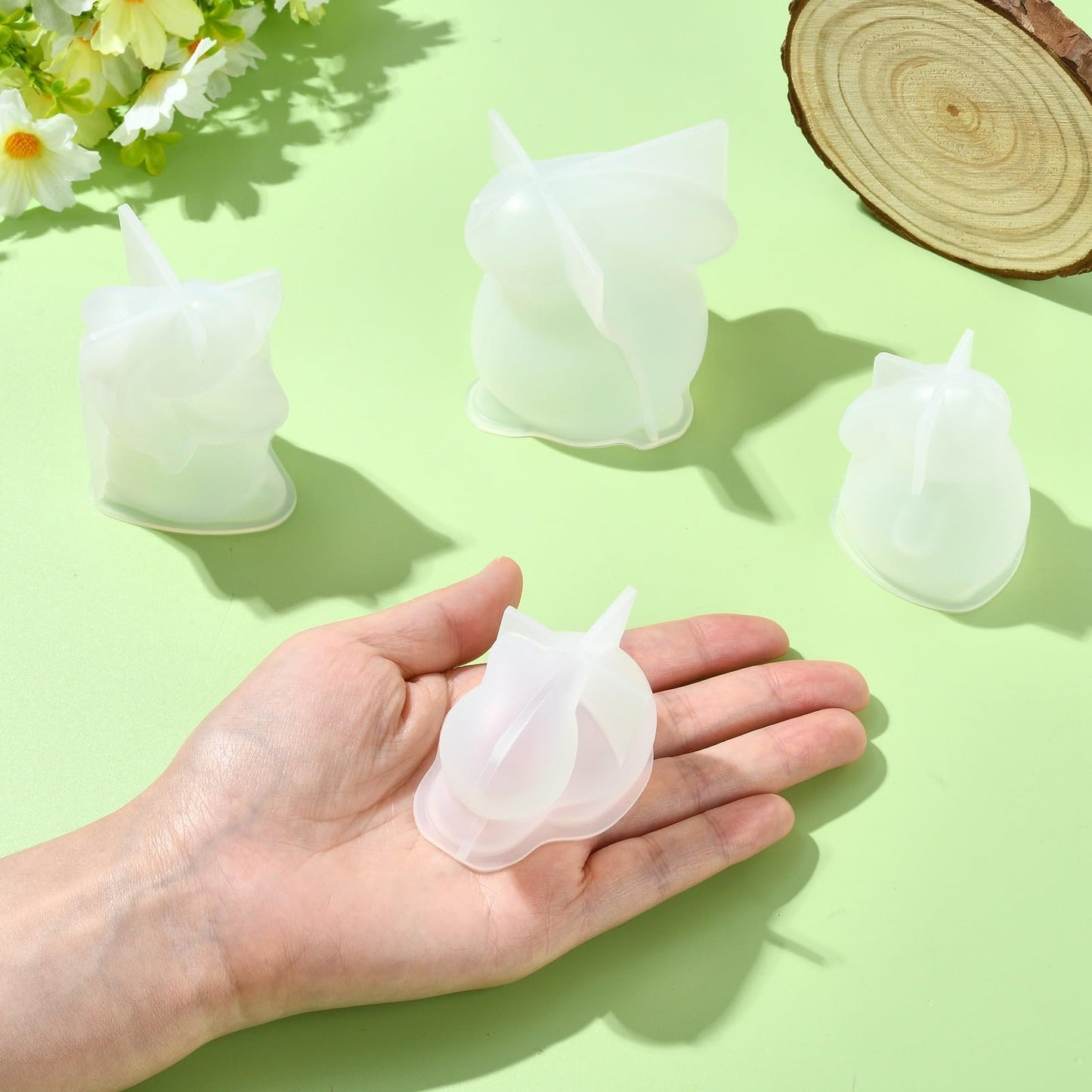 Airssory 4 Pcs 4 Styles 3D Rabbit Candle Silicone Molds Resin Animal Bunny Casting Molds for Easter Home Party Decor Soap Candle DIY