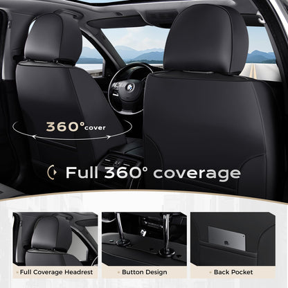 Coverado Car Seat Covers Full Set, Seat Covers for Cars, Front Seat Covers and Back Seat Cover Waterproof Leather Automotive Seat Cover, Universal Car Interior Protectors Cushion for Most Cars
