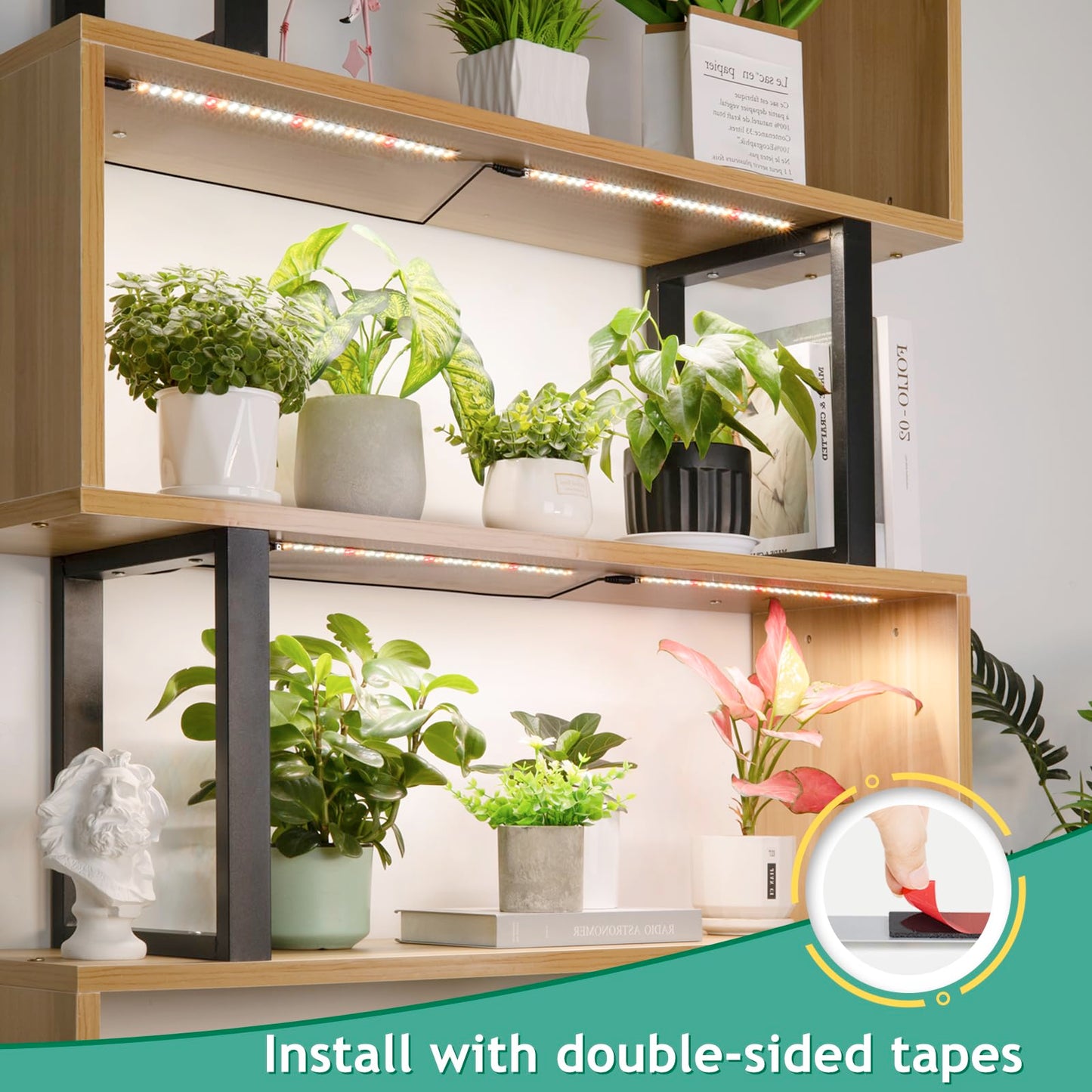 LBW Full Spectrum Grow Light Strip - Indoor Plant Grow Lights with 10 Brightness Levels & Timer (4/8/12 Hours), 480 LED Grow Lights, 2 Pack