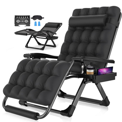 Suteck Oversized Zero Gravity Chair,33In XXL Lounge Chair w/Removable Cushion&Headrest, Reclining Camping Chair w/Upgraded Lock and Footrest, Reclining Patio Chairs Recliner for Indoor Outdoor,500LBS