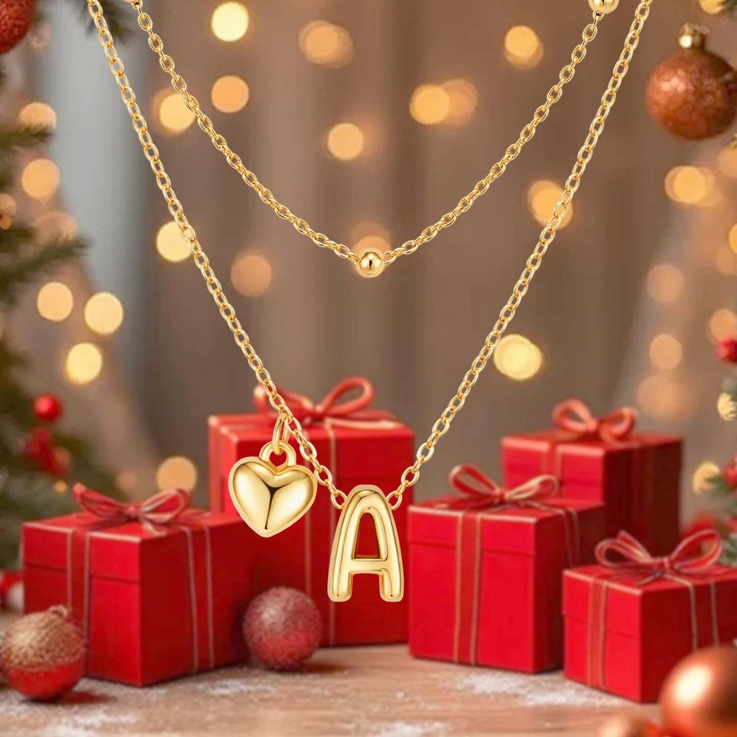adoyi Gold Heart Initial Necklaces for Women Hers Dainty 14K Gold Plated Heart Initial Necklaces Layered Letter O Pendant Necklace Stack Birthday Valentines Gifts for Women Jewelry