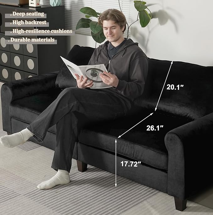 EASE MOOSE 70.6" Velvet Loveseat Sofa, Soft Deep Seat Couches