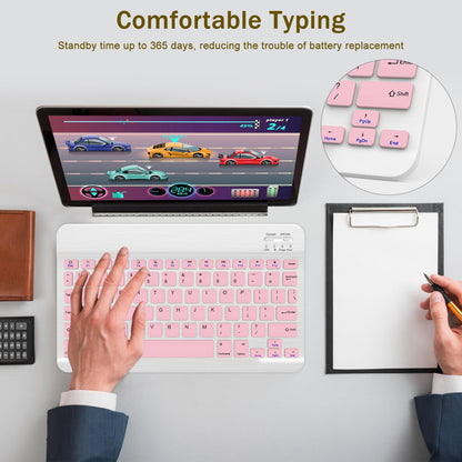 Rechargeable Bluetooth Keyboard and Mouse Combo, Universal Ultra-Slim Wireless Keyboard Mouse Set for Android Windows iPad iPhone Samsung Tablet Portable Compact Keyboard Set (Black)