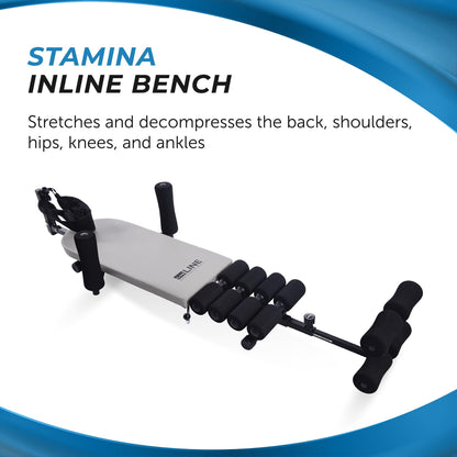 Stamina Inline Back Stretch Bench with Cervical Traction - Back and Neck Decompression - Inversion Table Alternative - Up to 250 lbs Weight Capacity