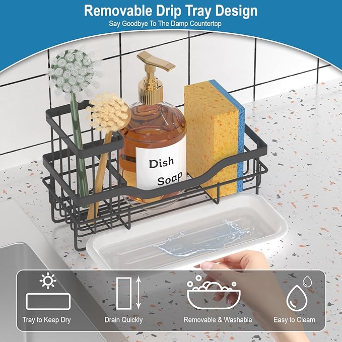 Sponge Holder for Kitchen Caddy Sink Organizer