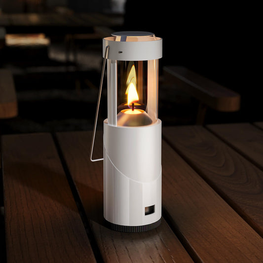 15Hour+ Long Burning Mini Candle Lantern for Real Candles, Outdoor Camping Emergency Lighting, Portable Survival Lantern for Power Outages w/ Storage Bag - White