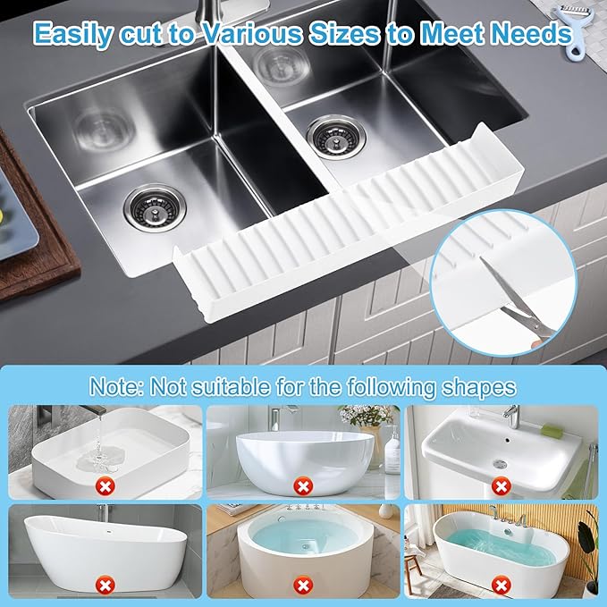 Silicone Sink Edge Protectors 4" x 24", Upgrade Kitchen Sink Splash Guards