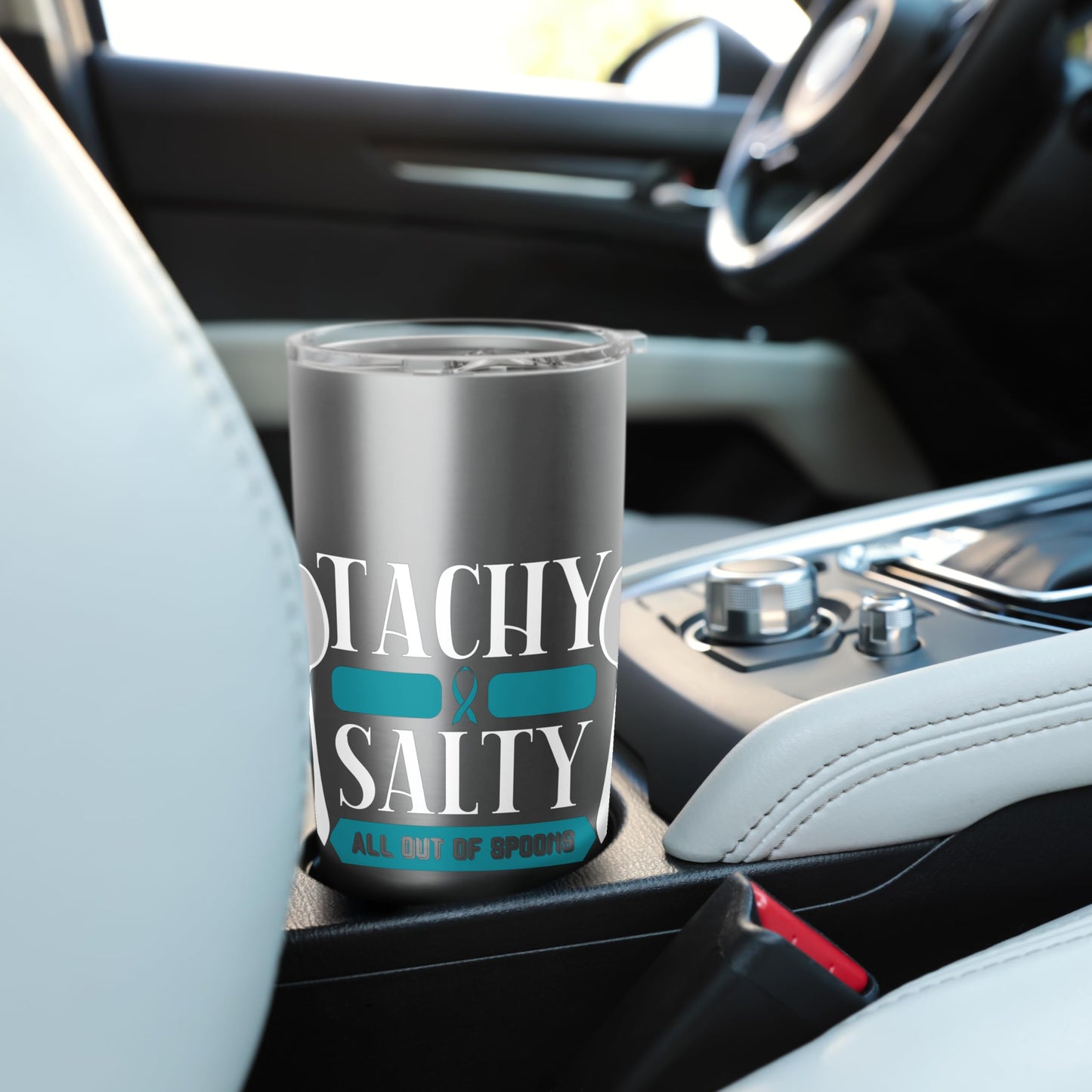 Salty Out Of Spoons POTS Salt Dysautonomia Turquoise Ribbon Stainless Steel Insulated Tumbler