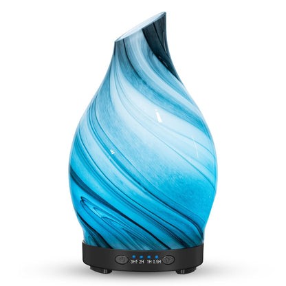 120ML Essential Oil Diffuser, 3D Glass Aromatherapy Diffuser with Auto Shut-Off and 7 Color LED Lights, Ultrasonic Mist Humidifier with 4 Timer for Home Office Bedroom (3D Fireworks)