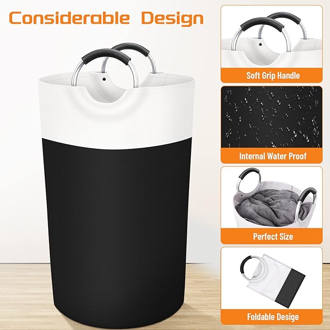 BlissTotes 90L Laundry Basket, Freestanding Laundry Hamper, Collapsible Dirty