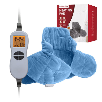 Ambershine 17''x33'' XXXL King Size Heating Pad with 12 Temperature Settings & 4 Auto-Off Countdown Timers, Pain Relief for Back/Neck/Shoulders/Abdomen/Legs, Christmas Gifts for mom dad (Dark Gray)