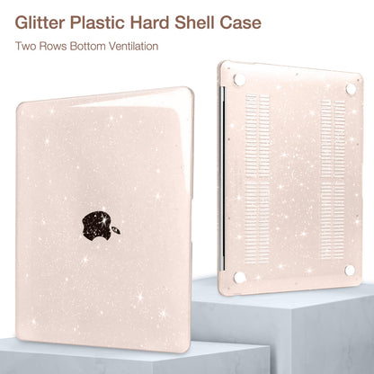 MOSISO Compatible with MacBook Air 13 inch Case M1 2021 2020-2018 A2337 A2179 A1932, Sparkly Glitter Hard Shell for MacBook Air M1 Case 13.3 inch &Keyboard Cover&Screen Protector&Pouch, Chalk Pink
