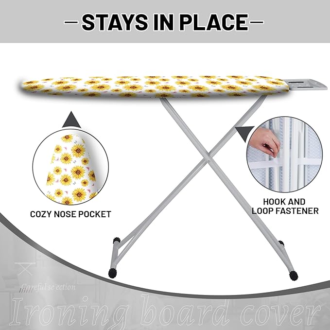 Extra Thick Ironing Board Cover and Pad, Summer Sunflowers 15x54 Ironing Board