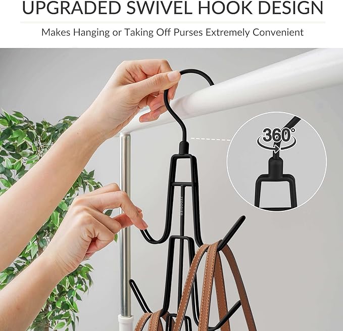 ZEDODIER Purse Organizer for Closet, 3 Pack Rotatable Sturdy Purse Hanger Bag