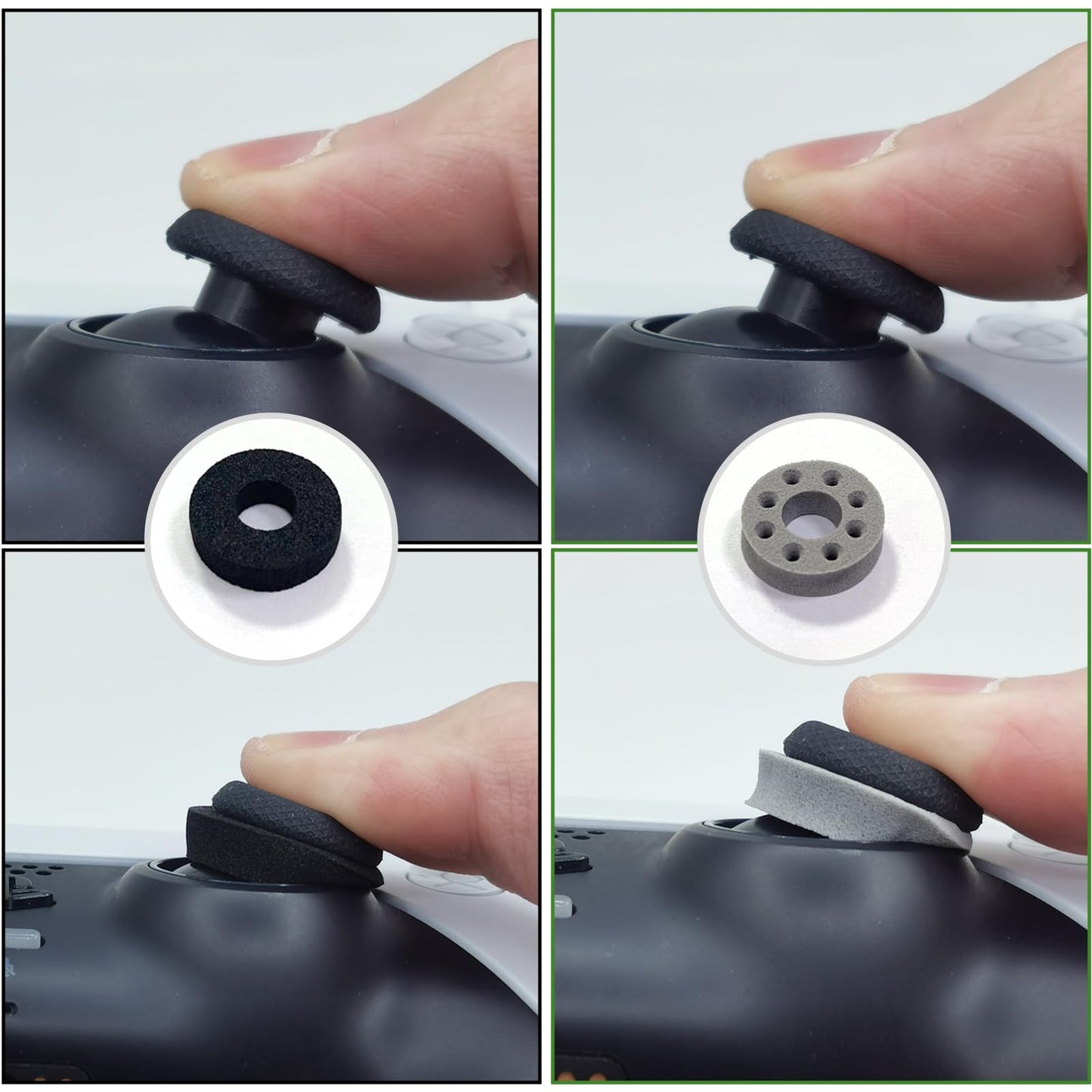 ZHI-NYLLDJS FPS Thumb Grips for PS5,for PS4 Thumb Grip Caps,Controller Assist/Precision Rings for PS5/4,Case,(FPS Thumb Grips,Stick Caps,Precision Rings) Black Set(22pcs)