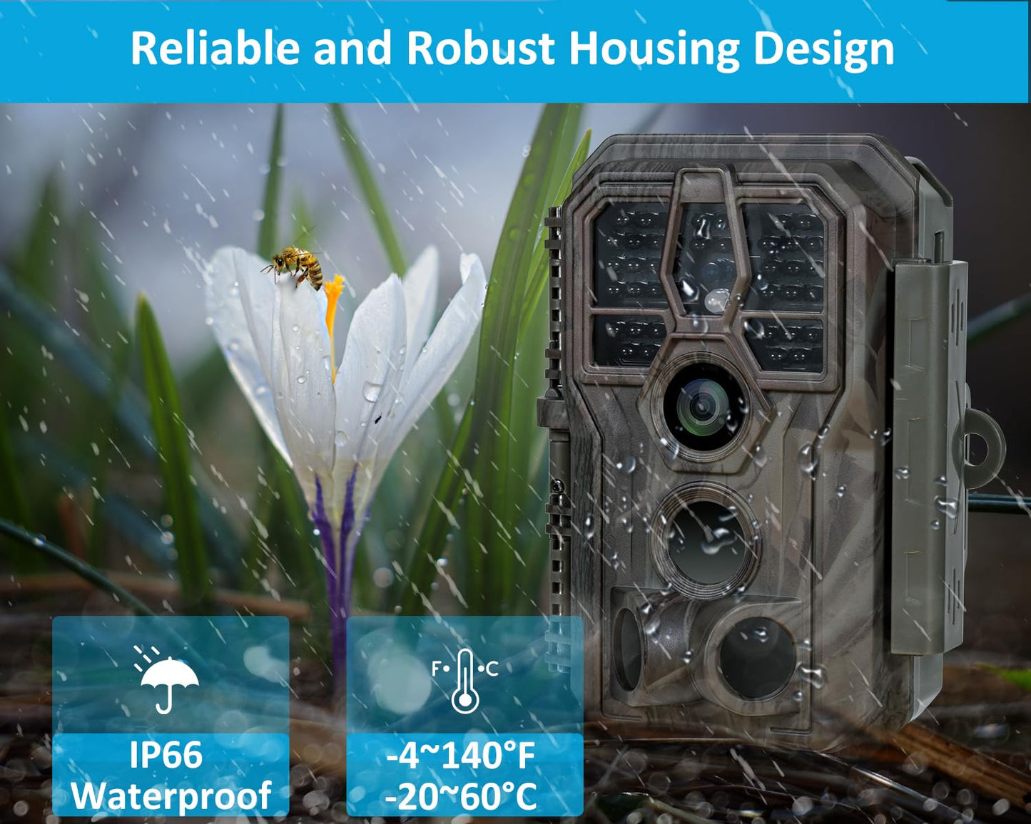 GardePro E5S 2-Pack Trail Camera (Non-Cellular, Non-WiFi), 64MP Photo & 1296P HD Video, 0.1s Trigger, 100ft No-Glow Night Vision, Motion Activated Wildlife Camera