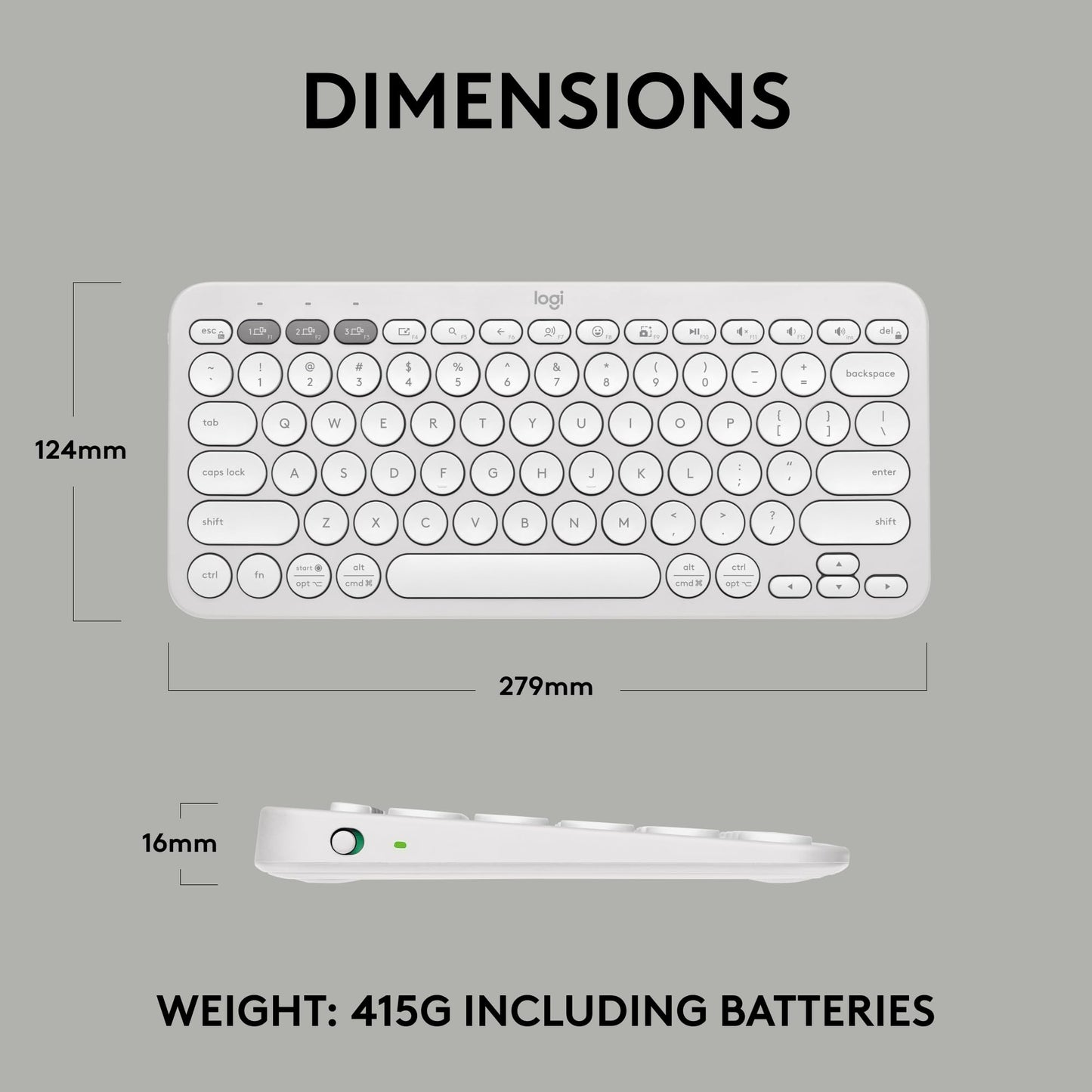 Logitech Pebble Keys 2 K380s, Multi-Device Bluetooth Wireless Keyboard with Customizable Shortcuts, Slim and Portable, Easy-Switch for Windows, macOS, iPadOS, Android, Chrome OS - Tonal Graphite