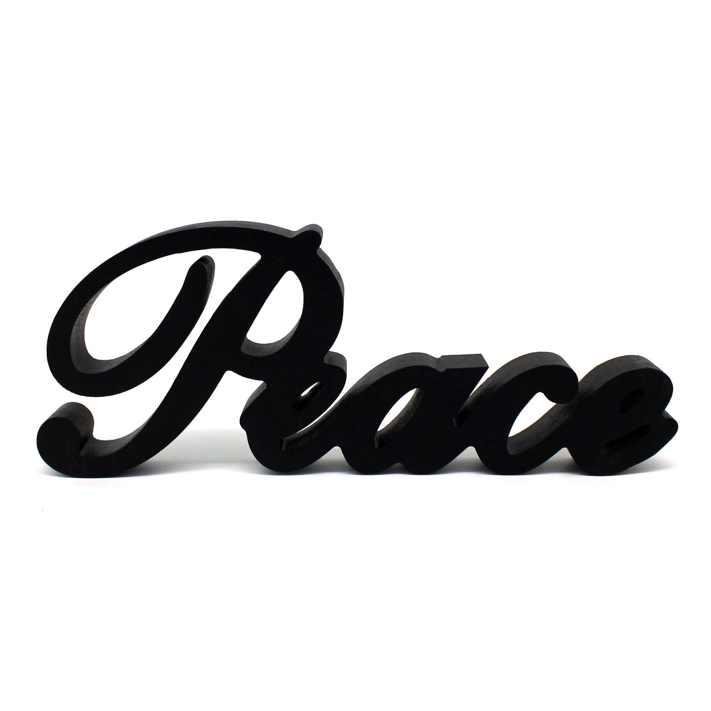 CVHOMEDECO. Matt Black Wooden Words Sign Free Standing Peace Desk/Table/Shelf/Home Wall/Office Decoration Art, 11 x 4-1/4 x 1 Inch