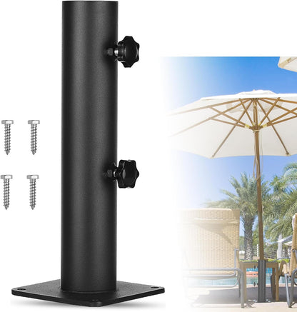 Patio Umbrella Outdoor Base Deck Mount Umbrella Holder Heavy Duty Umbrella Clamp Hand-Turn Knob Umbrella Base Stand for Decks, Docks, Courtyard Balcony, Pontoons, Patios, Pinic Tables Desk