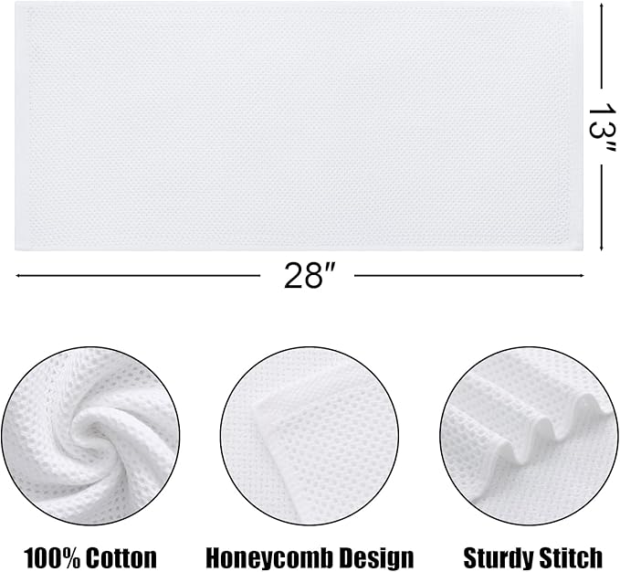 Kitinjoy 100% Cotton Waffle Weave Kitchen Hand Towels