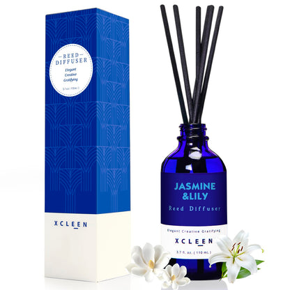 Reed Diffusers Set, 3.7 Oz Scent Diffuser, 6 Reed Diffuser Sticks, Home Fragrance Hyacinth, Peony & Citrus, Aromatherapy Oil Diffuser Reeds, More Masculine Scent, Bathroom & Office Decor 110ml