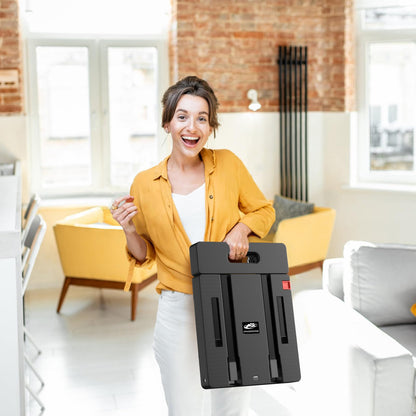 SPACEKEEPER Folding Hand Truck, 500 LB Heavy Duty Luggage Cart, Utility Dolly Platform Cart with 6 Wheels & 2 Elastic Ropes for Luggage, Travel, Moving, Shopping, Office Use, Black