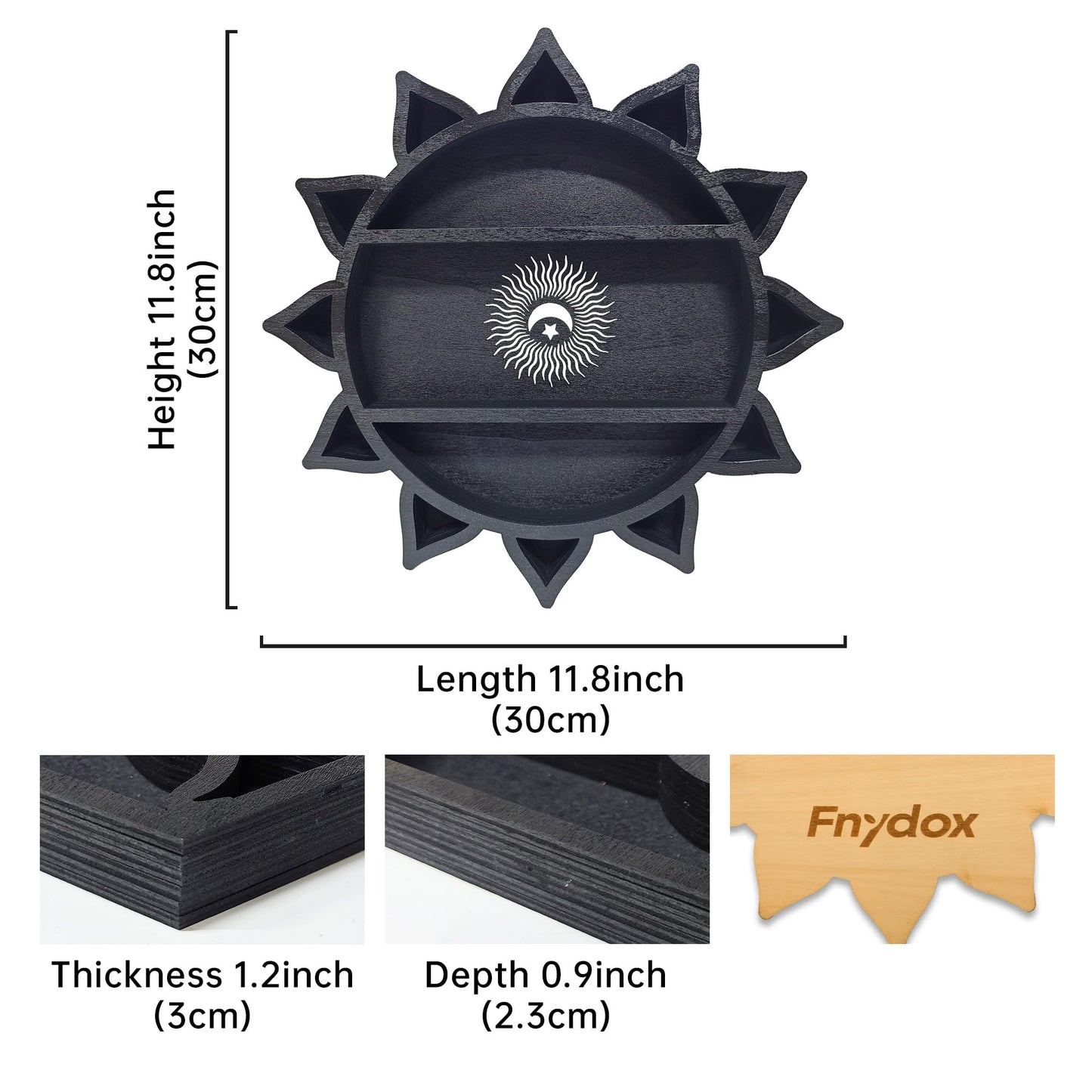 FNYDOX Crystal Shelf Display for Wall, Crystal Display Shelf Chakra Wooden Lotus Flower Crescent Moon Shelf Wall Decor, Decorative Home Floating Shelf Stone Storage Gem Holder Boho Hanging Organizer