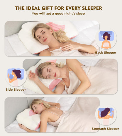 Osteo Cervical Pillow for Neck Pain Relief, Hollow Design Odorless Memory Foam Pillows with Cooling Case, Adjustable Orthopedic Bed Pillow for Sleeping, Support for Side Back Sleepers