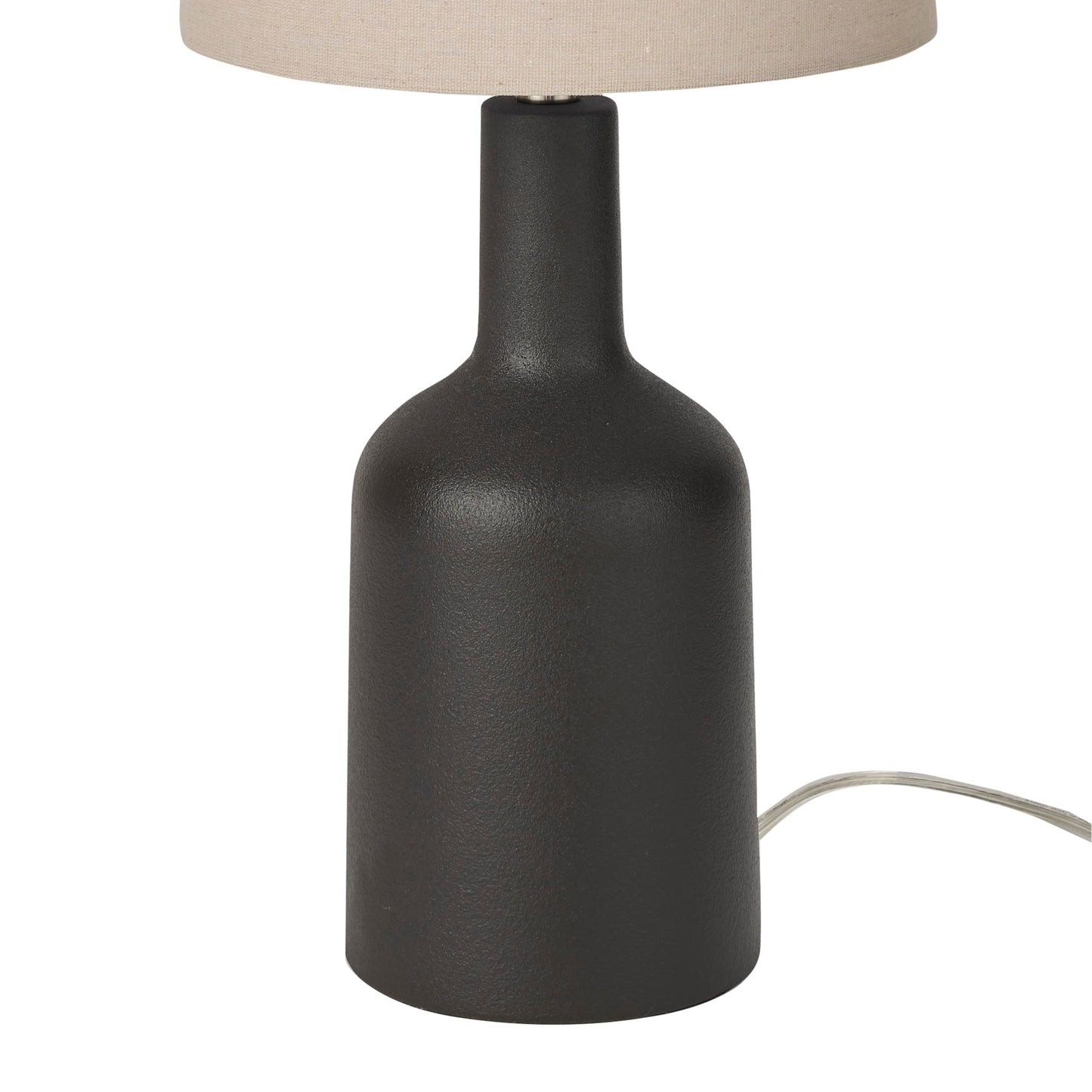 Nourison Home 22" Black Ceramic Table Lamp with Oatmeal Linen Shade for Modern Farmhouse, Bedside Lamp, Living Room Lamp, Small Accent Lamp for Dining Room